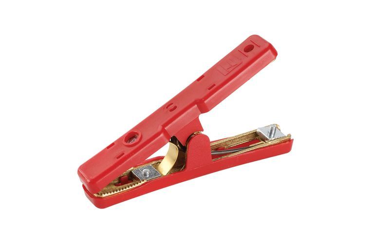 SOLID BRASS RED BATTERY CLAMP - 400A RED (COPPER BRIDGE)