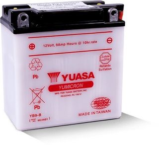 YB9A-A 12v YUASA YuMicron Motorcycle Battery with Acid Pack