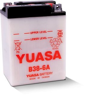 B38-6A 6v YUASA Motorcycle Battery with Acid Pack