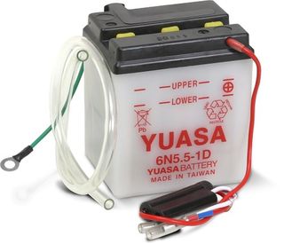 6N5.5-1D 6v YUASA Motorcycle Battery with Acid Pack