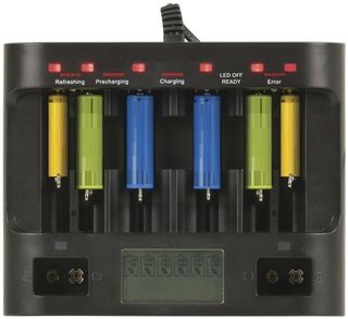 Universal Fast Charger with LCD and USB Outlet AA/AAA/C/D+9V