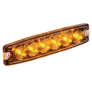High Powered Low Profile L.E.D Warning Light (Amber) - 6 x 1 Watt L.E.Ds