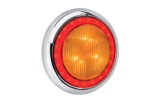 9-33 VOLT MODEL 43 LED REAR DIRECTION INDICATOR LAMP AMBER-CHROME WITH RED LED TAIL RING (FREE DELIVERY)