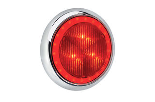 9-33 VOLT MODEL 43 LED REAR STOP LAMP RED-CHROME WITH RED LED TAIL RING (FREE DELIVERY)