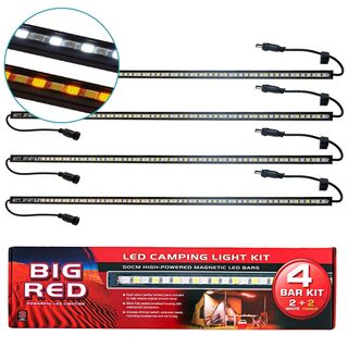 BIG RED 4 BAR LED Camp Light Kit White/Amber 28w