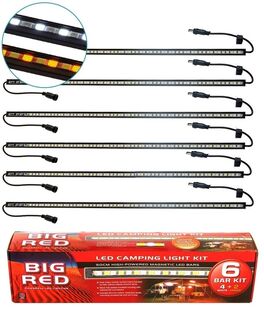 BIG RED 6 BAR LED Camp Light Kit White/Amber 42w