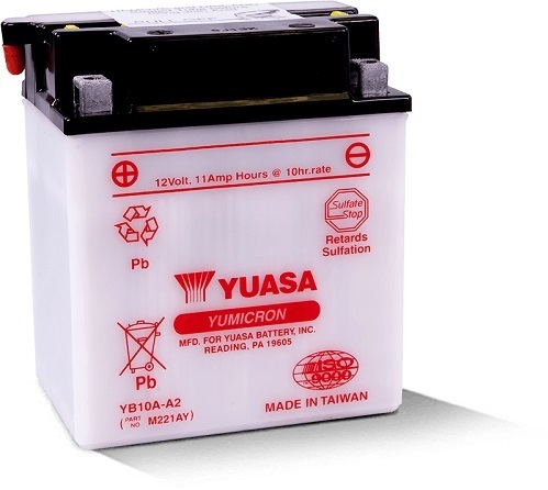 YB10A-A2 12v YUASA YuMicron Motorcycle Battery with Acid Pack