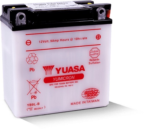 YB9L-B 12v YUASA YuMicron Motorcycle Battery with Acid Pack