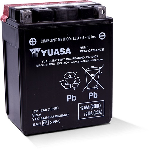 YTX14AH-BS 12v YUASA Motorcycle Battery with Acid Pack