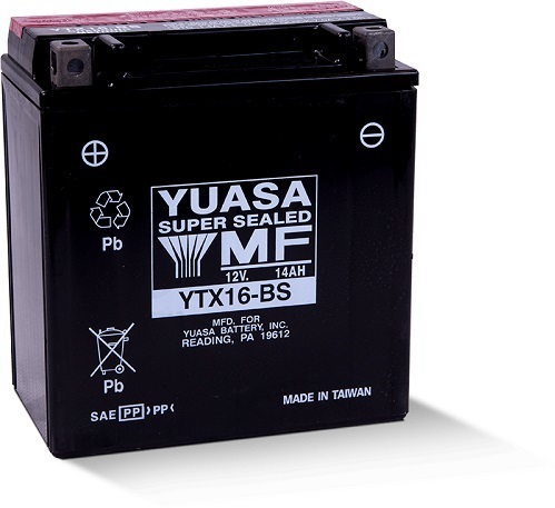 YTX16-BS 12v YUASA Maintenance Free Motorcycle Battery