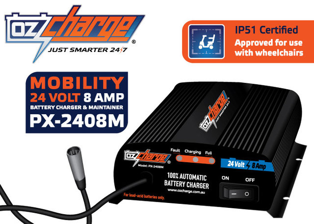 Battery Charger 24 Volt / 8 Amp Mobility and Wheelchair Battery Charger