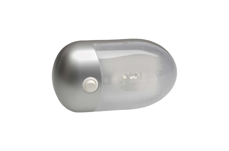 Interior Dome Lamp with Off/On Switch with Silver Satin Finish