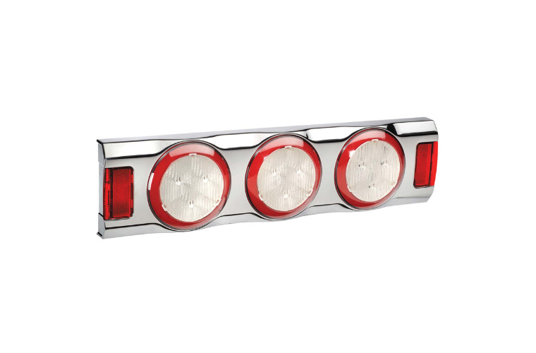 9-33 VOLT MODEL 43 LED REAR DIRECTION INDICATOR AND TWIN STOP-TAIL LAMPS CHROME (FREE DELIVERY)