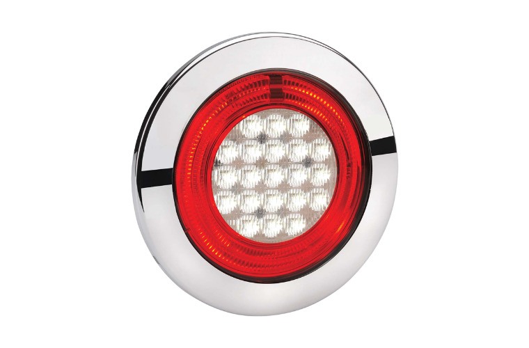 9-33 VOLT MODEL 56 LED REVERSE LIGHT -WHITE WITH RED LED TAIL RING