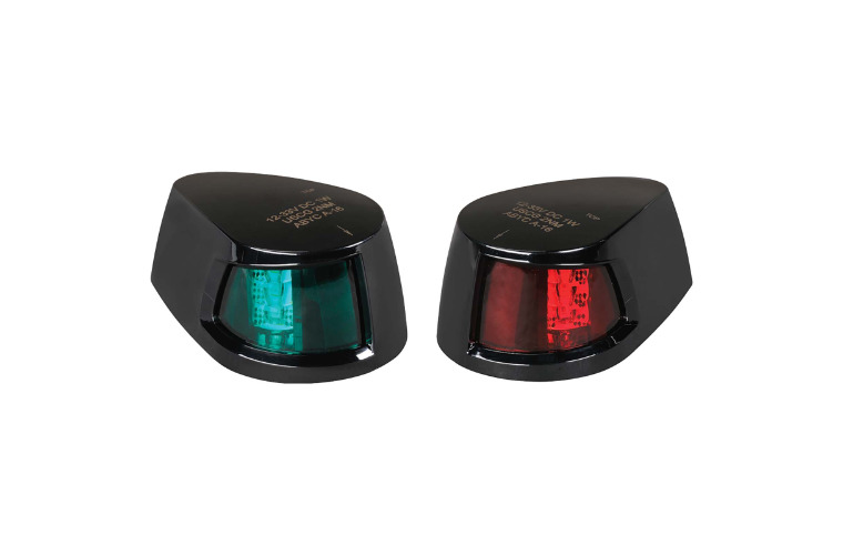 9-33V LED PORT AND STARBOARD LAMPS BLACK HOUSING WITH COLOUR LENSES -PAIR (FREE DELIVERY)
