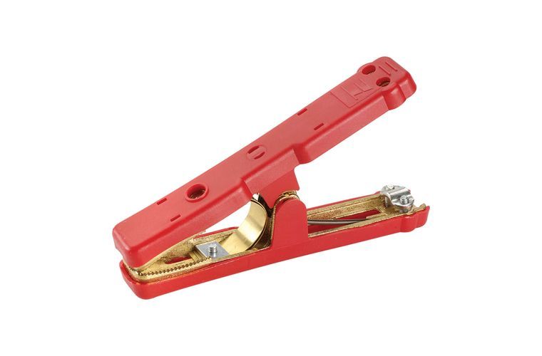 SOLID BRASS RED BATTERY CLAMP - 800A RED (COPPER BRIDGE)