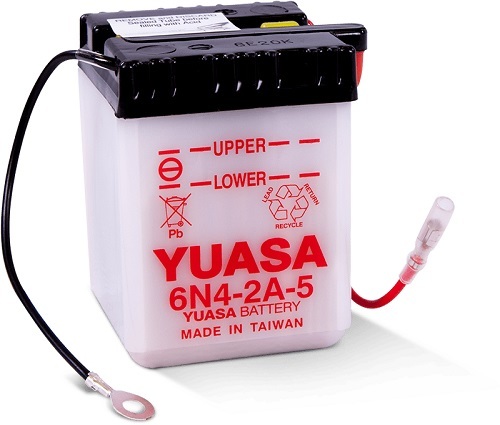 6N4-2A-5 6v YUASA Motorcycle Battery with Acid Pack