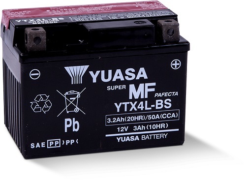 YTX4L-BS 12v YUASA Motorcycle Battery with Acid Pack