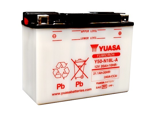 Y50-N18L-A 12v YUASA YuMicron Motorcycle Battery with Acid Pack