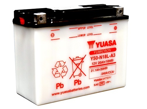 Y50-N18L-A3 12v YUASA YuMicron Motorcycle Battery with Acid Pack