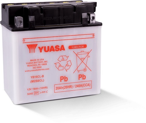 YB16CL-B 12v YUASA YuMicron Motorcycle Battery with Acid Pack