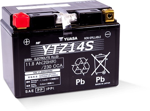 YTZ14S 12v YUASA HIGH PERFORMANCE AGM Motorcycle Battery