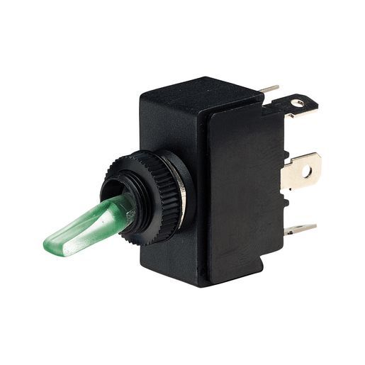 Illuminated On/Off/On Toggle Switch (Red/Natural/Green)