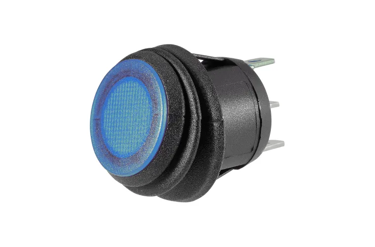 Off/On Rocker Switch with Waterproof Neoprene Boot and Blue LED
