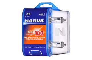 H4 12V 60-55W PLUS 100 LONGER LIFE HALOGEN HEADLIGHT GLOBES -2PK