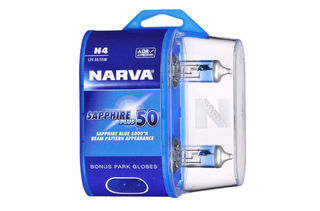 H4 12V 60-55W SAPPHIRE PLUS 50 HALOGEN HEADLIGHT GLOBES -2PK