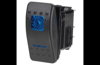 12 Volt Illuminated Off/Momentary (On) Sealed Rocker Switch (Blue)