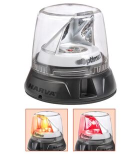 10-33 VOLT OPTIMAX LED ROTATING BEACON DUAL COLOUR -AMBER/RED, FLANGE MOUNT