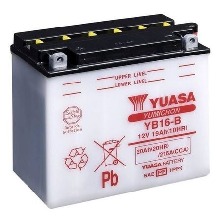YB16L-B 12v YUASA YuMicron Motorcycle Battery with Acid Pack