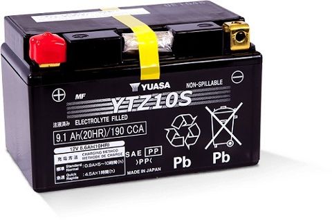 YTZ10S 12v YUASA HIGH PERFORMANCE AGM Motorcycle Battery (FILLED + CHARGED)