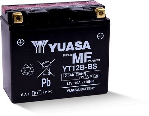 YT12B-BS 12v YUASA Maintenance Free Motorcy (FILLED + CHARGED)