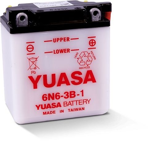 6N6-3B-1 6v YUASA Motorcycle Battery with Acid Pack