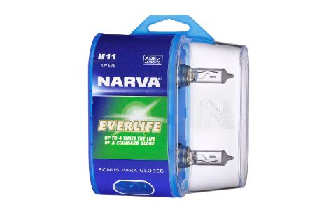H11 12V 55W EVERLIFE HALOGEN HEADLIGHT GLOBES -TWIN PACK