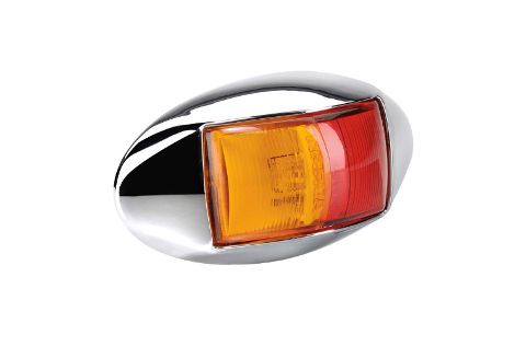 10-33 VOLT MODEL 14 LED SIDE MARKER LAMP CHROME -AMBER RED