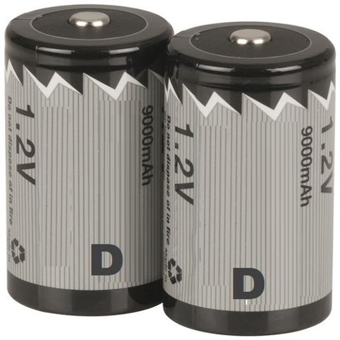 D BATTERIES RECHARGEABLE NIMH 2PK 9000mAh