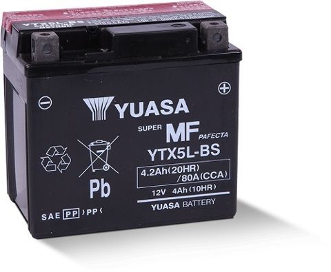 YTX5L-BS 12v YUASA Motorcycle Battery (FILLED + CHARGED)