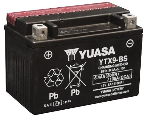 YTX9-BS 12v YUASA Motorcycle Battery (FILLED + CHARGED)