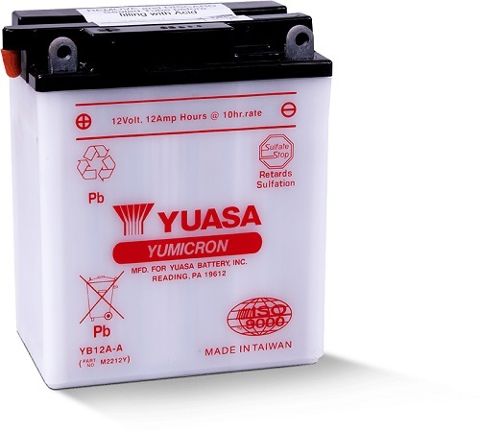 YB12A-A 12v YUASA YuMicron Motorcycle Battery with Acid Pack