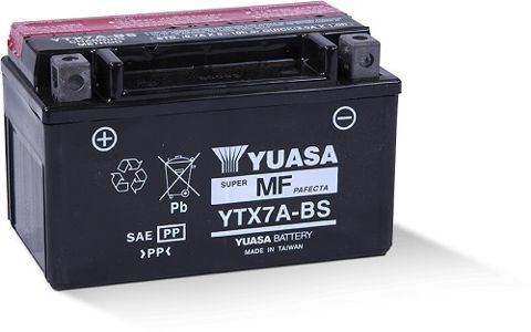 YTX7A-BS 12v YUASA Maintenance Free Motorcycle Battery (FILLED + CHARGED)