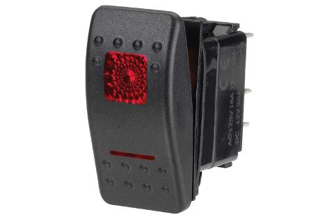 12 Volt Illuminated Off/Momentary (On) Sealed Rocker Switch (Red)