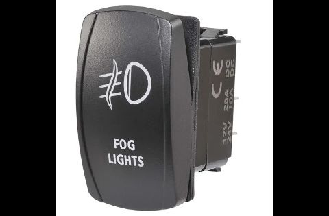 12/24V Off/On LED Illuminated Sealed Rocker Switch with "Fog Lights" Symbol (Blue)
