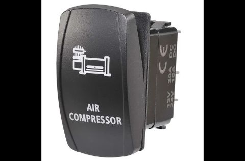 12/24V Off/On LED Illuminated Sealed Rocker Switch with "Air Compressor" Symbol (Blue)