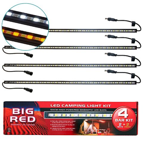 BIG RED 4 BAR LED Camp Light Kit White/Amber 28w
