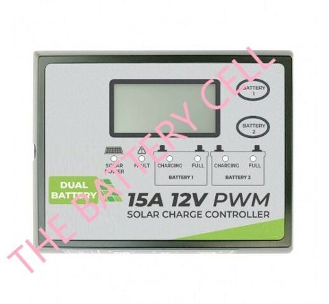 SOLAR CONTROLLER 15AMP DUAL BATTERY 12V-24V (Lithium Compatible)