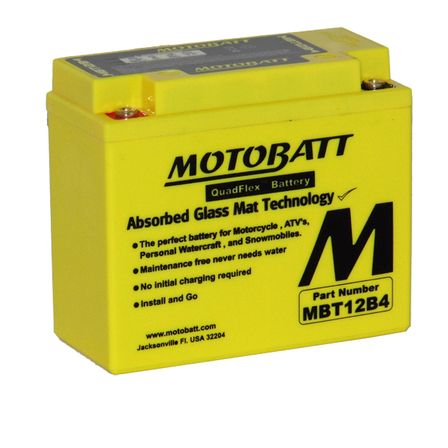 MBT12B4 Motorcycle 12v QUADFLEX AGM BATTERY