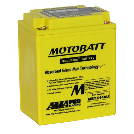 MBTX14AU Motorcycle 12v QUADFLEX AGM BATTERY